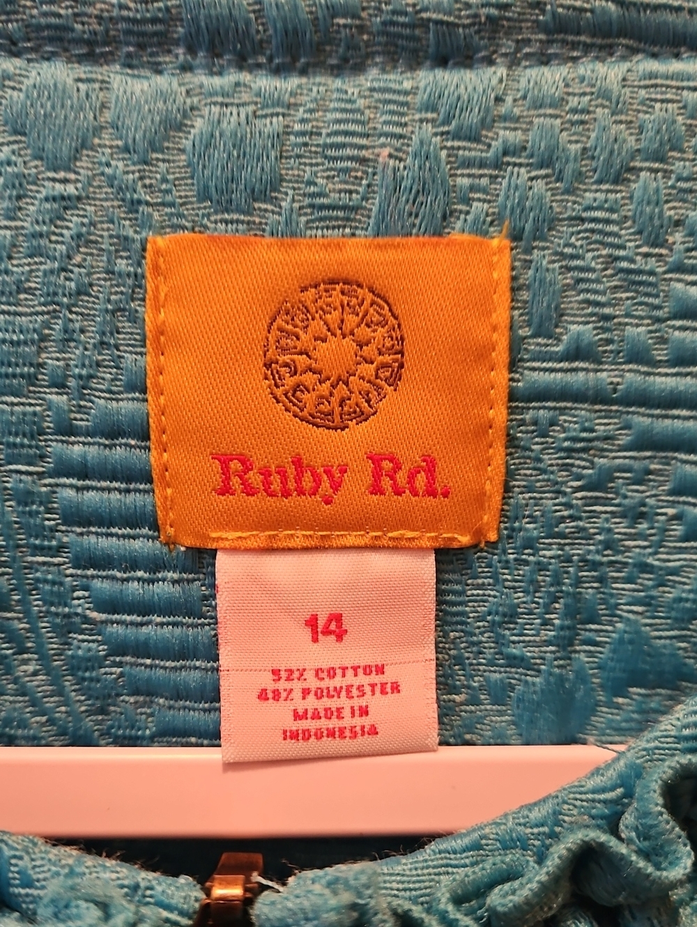 Ruby Rd. Teal Ruffle-Trim Jacquard Jacket - Picture 3 of 5